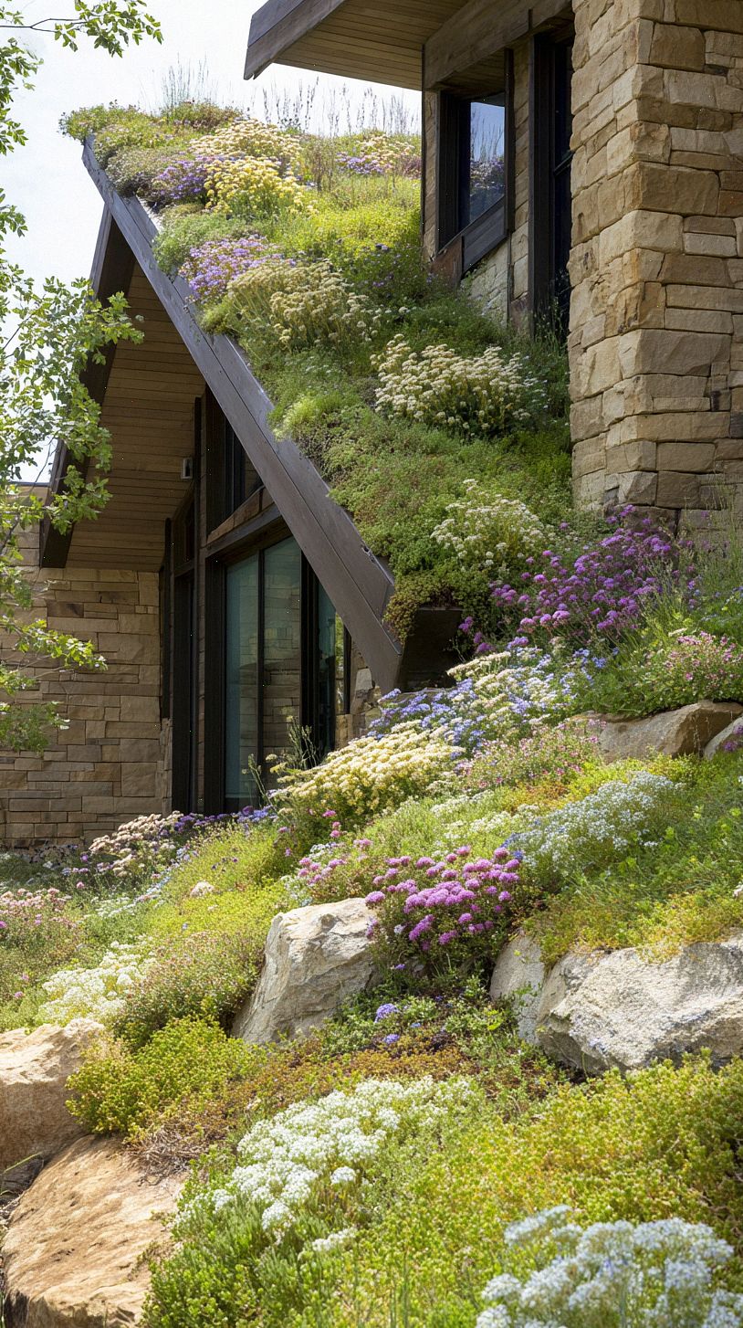 a-contemporary-home-with-a-lush-green-roof-covered-in-varied