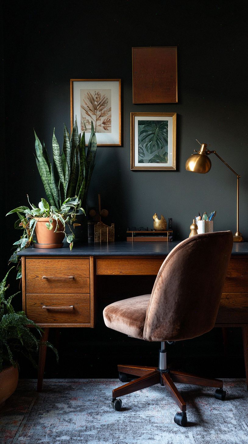 a-moody-dark-home-office-charcoal-painted-walls-and-deep-eme