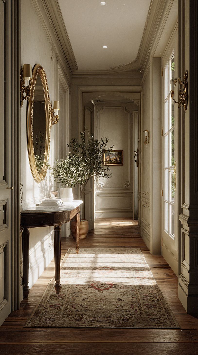 a-narrow-french-hallway-with-muted-neutral-walls-in-warm-gre