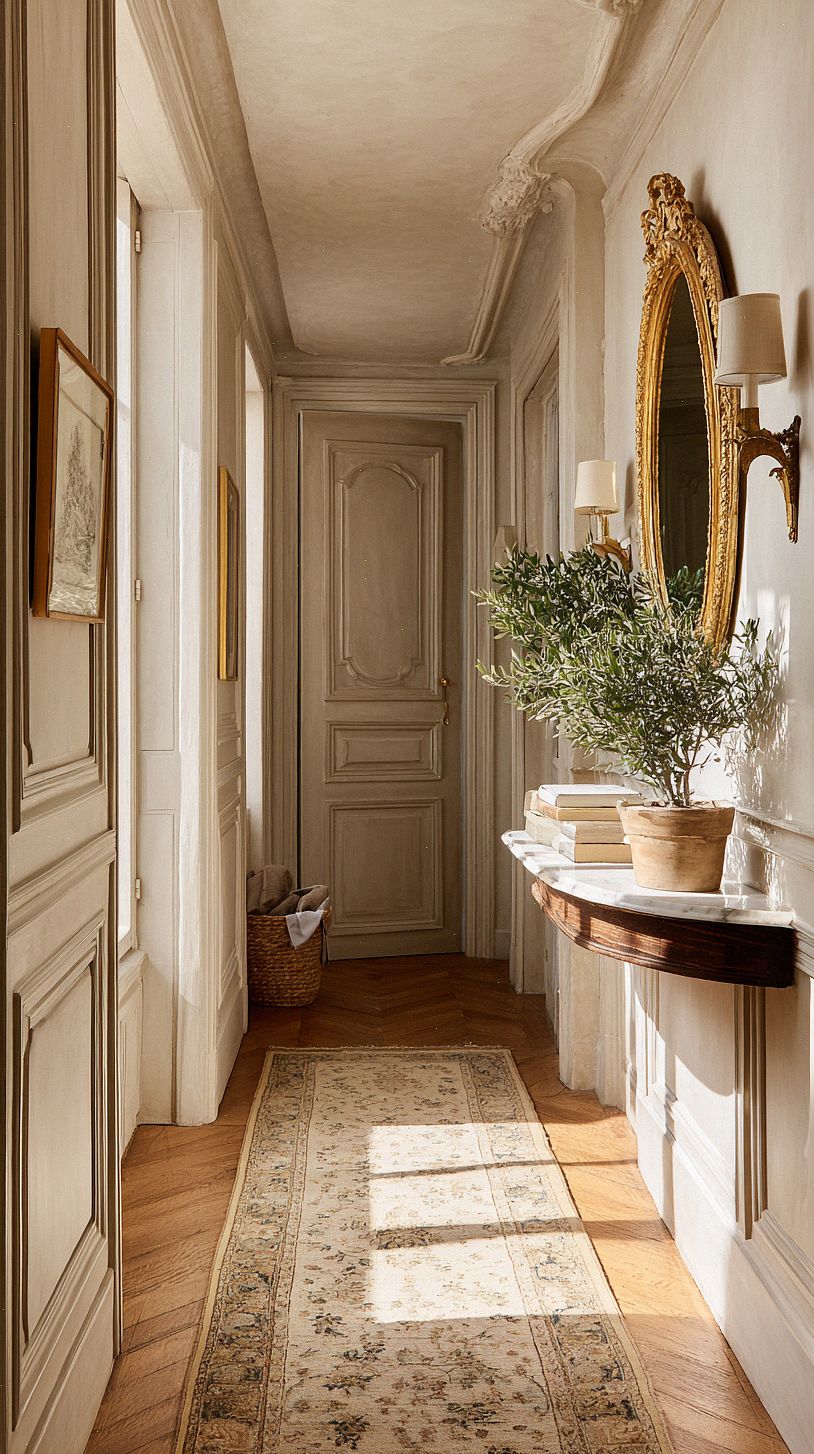 a-narrow-french-hallway-with-muted-neutral-walls-in-warm-gre