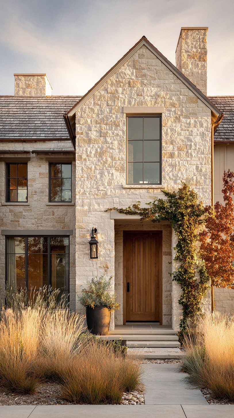 exterior-of-a-modern-farmhouse-with-limestone-veneer-claddin