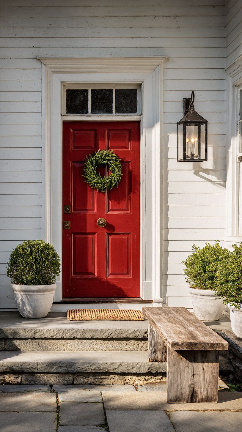 inviting-farmhouse-entrance-with-a-bold-barn-red-front-door-