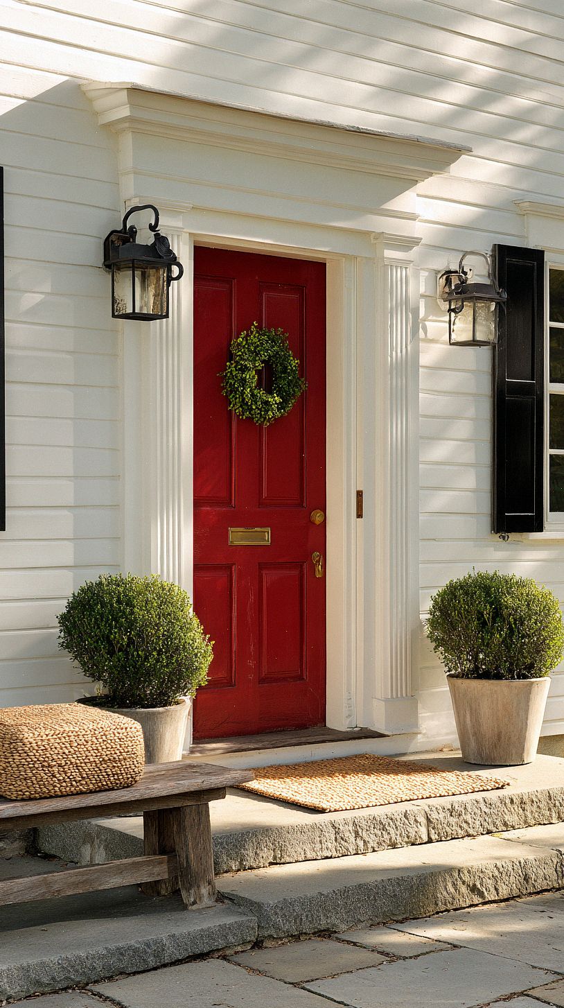 inviting-farmhouse-entrance-with-a-bold-barn-red-front-door-
