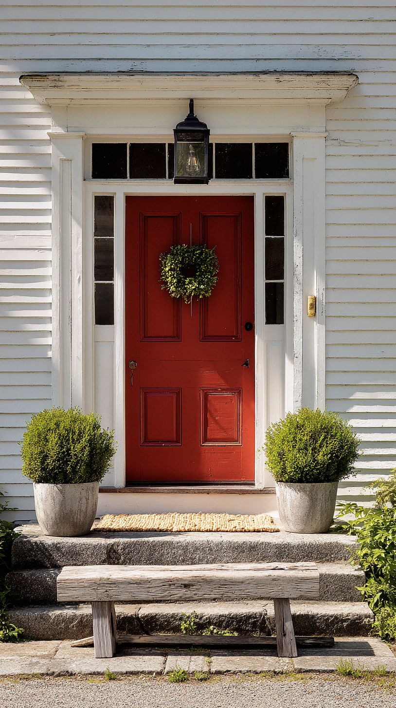 inviting-farmhouse-entrance-with-a-bold-barn-red-front-door-