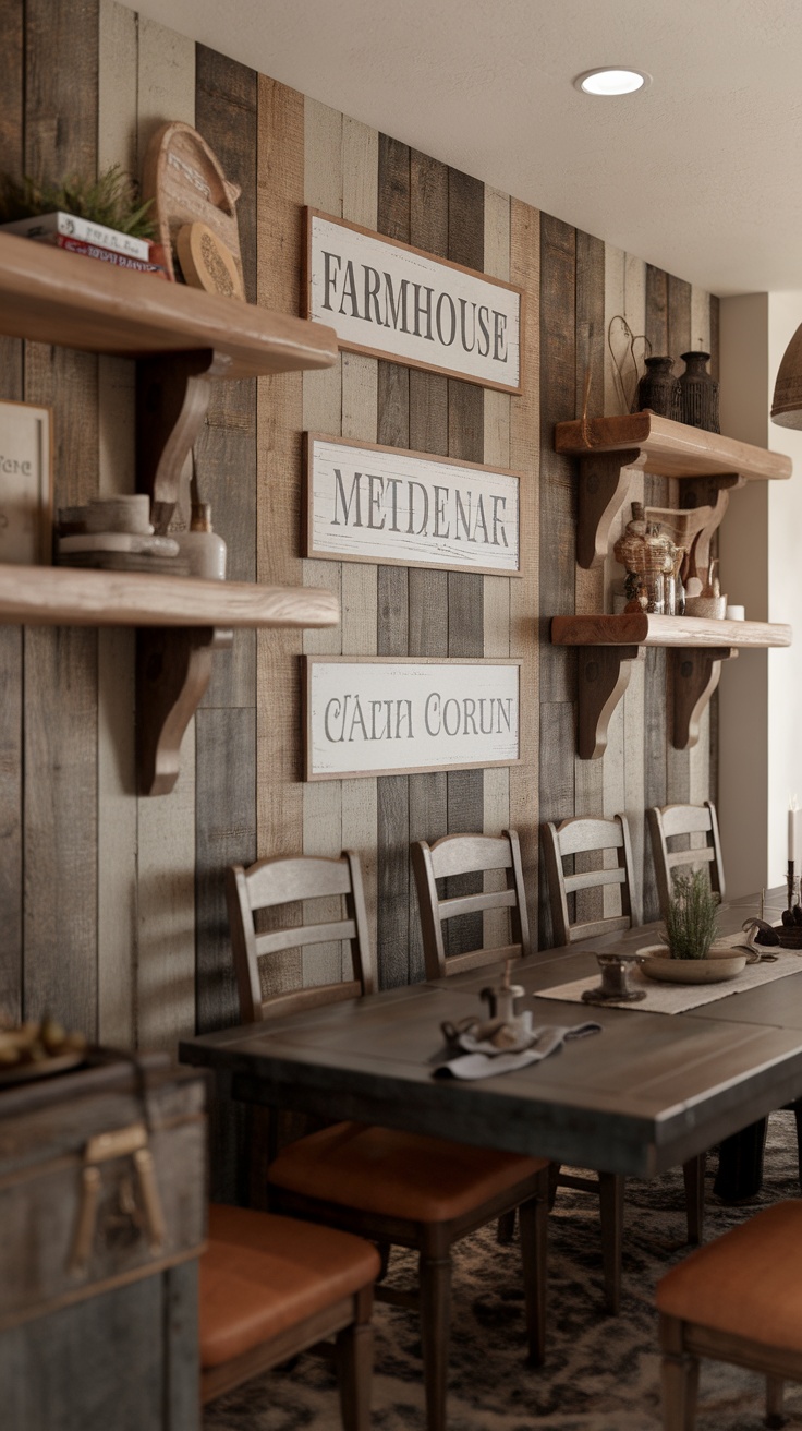 Dining room with rustic wooden accents and decor