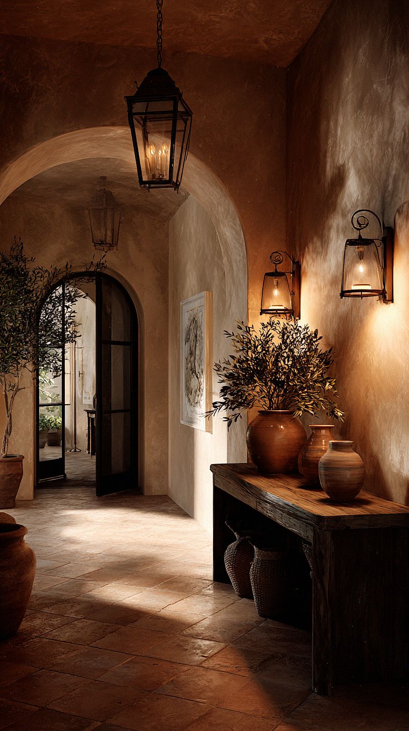 warm-mediterranean-hallway-at-dusk-with-textured-plaster-wal